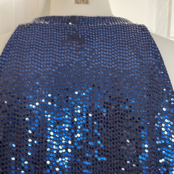 BEBE NAVY BLUE SPARKLY MOCK NECK HALTER DISCO DOT BODYCON MIDI DRESS SIZE M NWOT - Picture 11 of 13